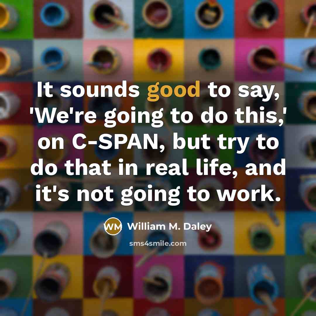 “It sounds good to say, 'We're going to do this,'…” quote by William M. Daley