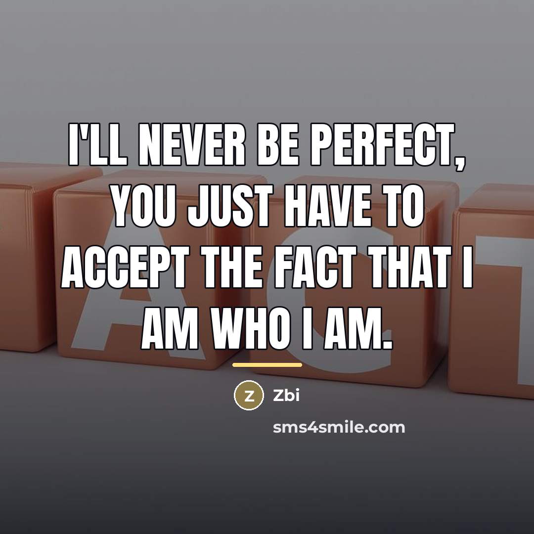 “I'll never be perfect, you just have to accept the…” quote by Zbi