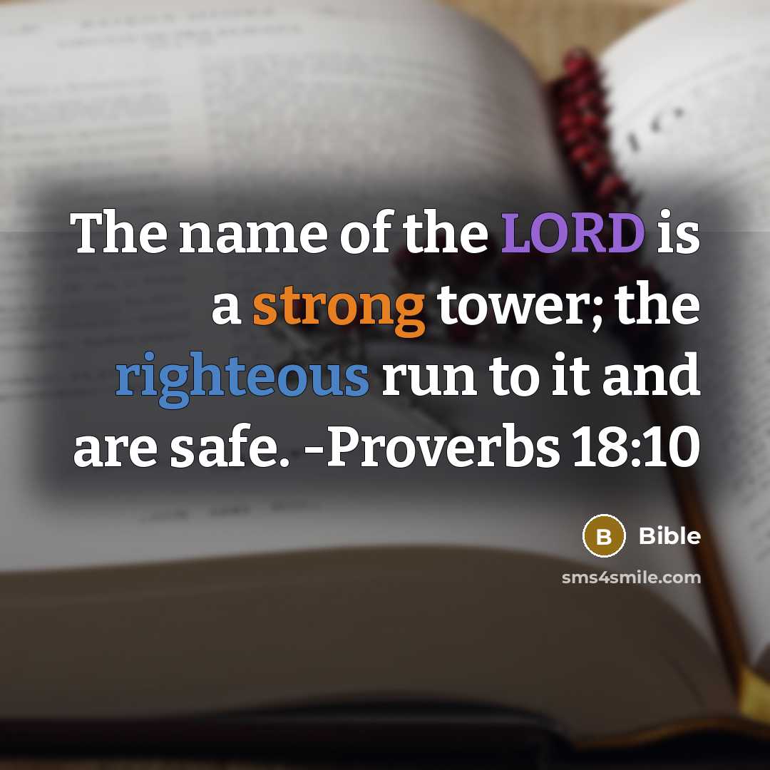 “The name of the LORD is a strong tower; the…” quote by Bible