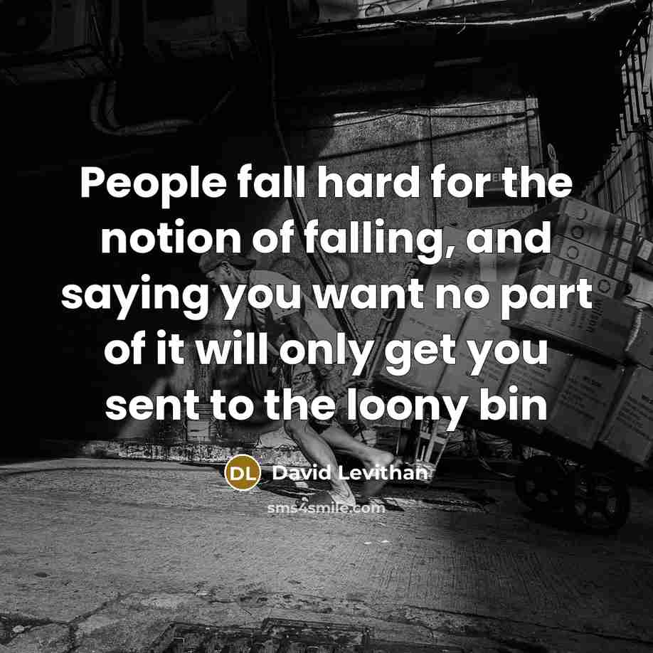 “People fall hard for the notion of falling, and saying…” quote by David Levithan