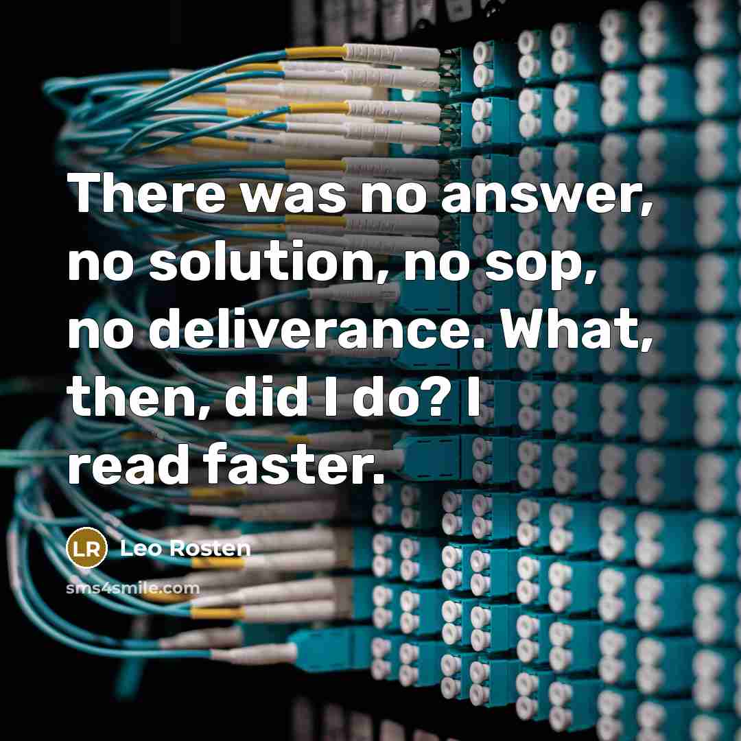 “There was no answer, no solution, no sop, no deliverance.…” quote by Leo Rosten