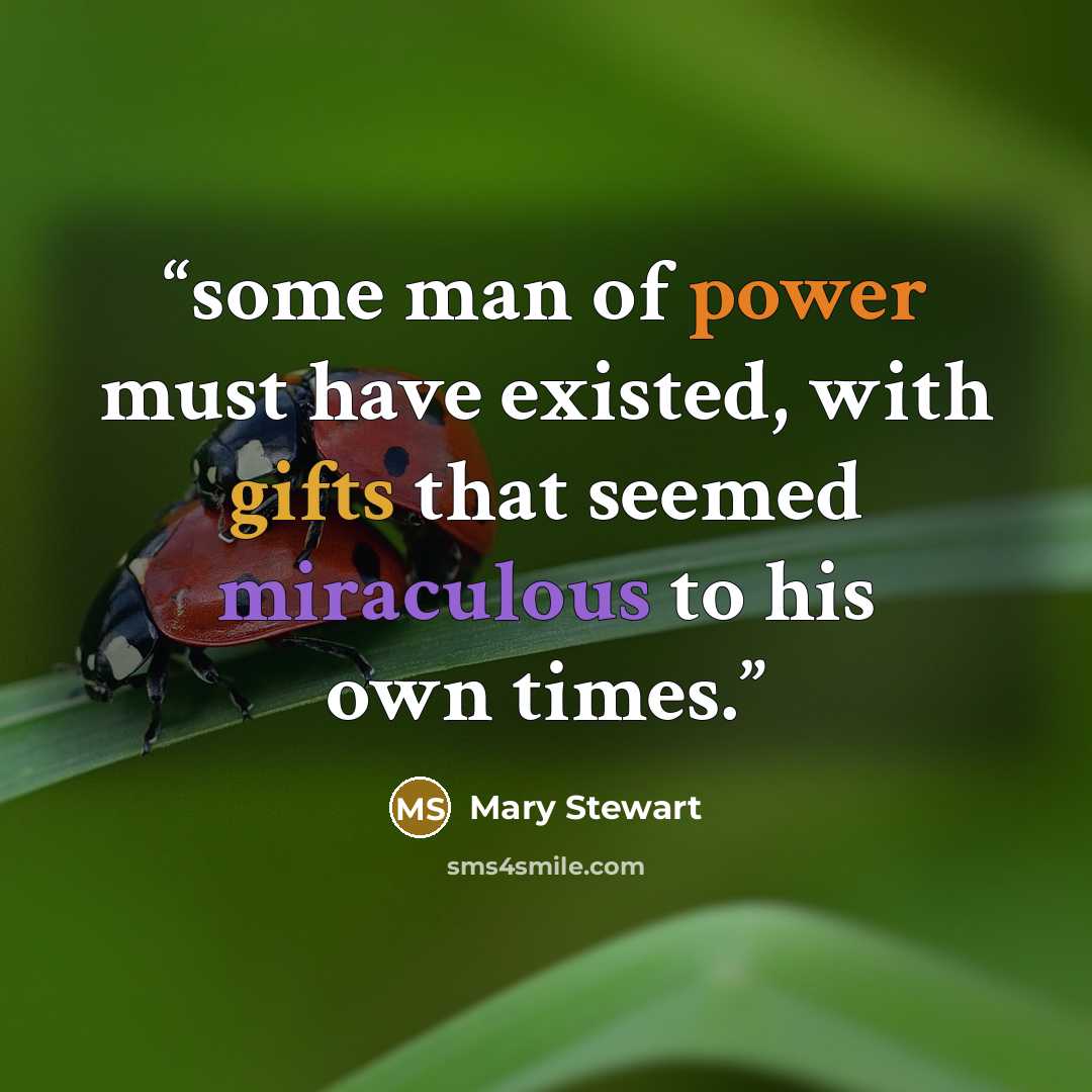 “some man of power must have existed, with gifts that seemed miraculous to his own times.” quote by Mary Stewart