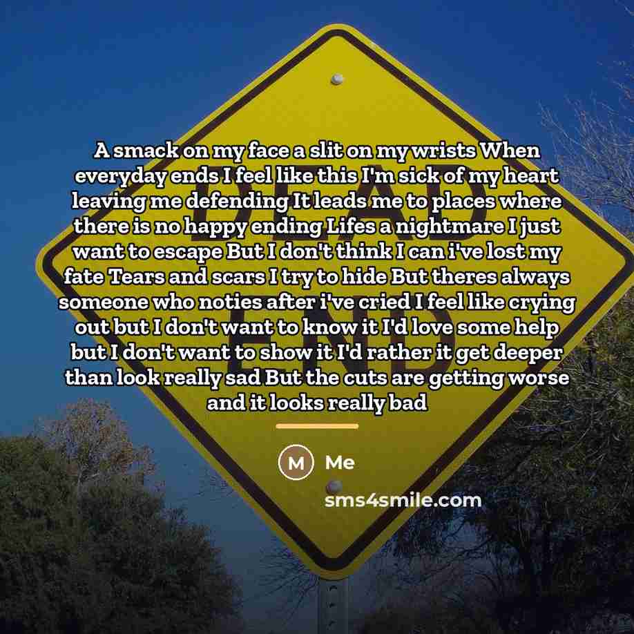 “A smack on my face a slit on my wrists…” quote by Me