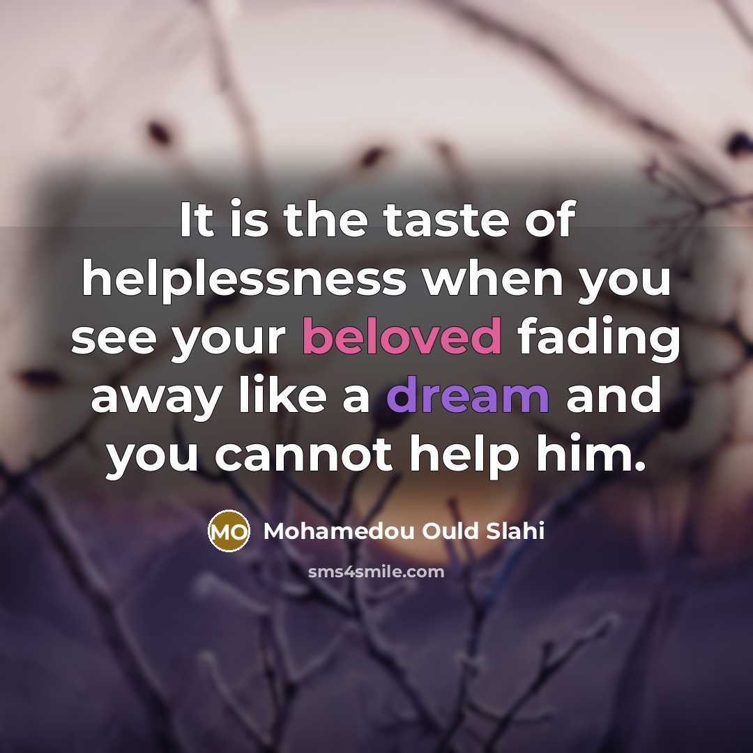 “It is the taste of helplessness when you see your…” quote by Mohamedou Ould Slahi