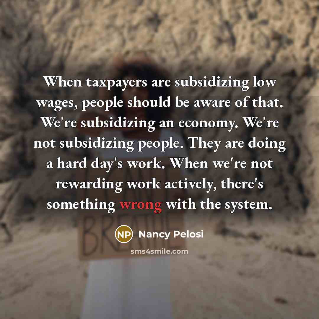 “When taxpayers are subsidizing low wages, people should be aware…” quote by Nancy Pelosi