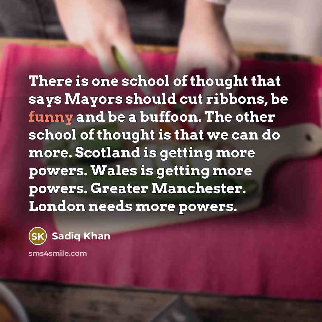 “There is one school of thought that says Mayors should…” quote by Sadiq Khan