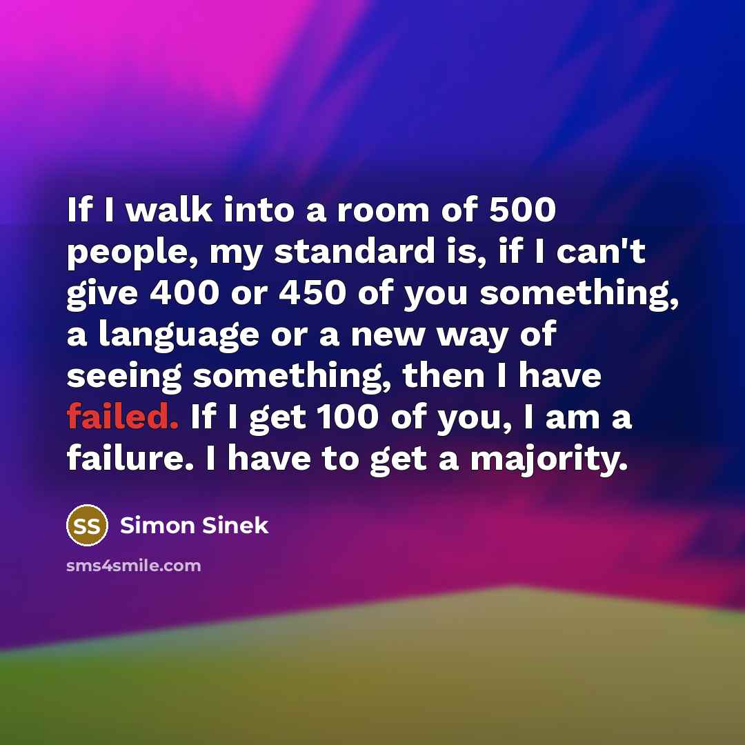 “If I walk into a room of 500 people, my…” quote by Simon Sinek