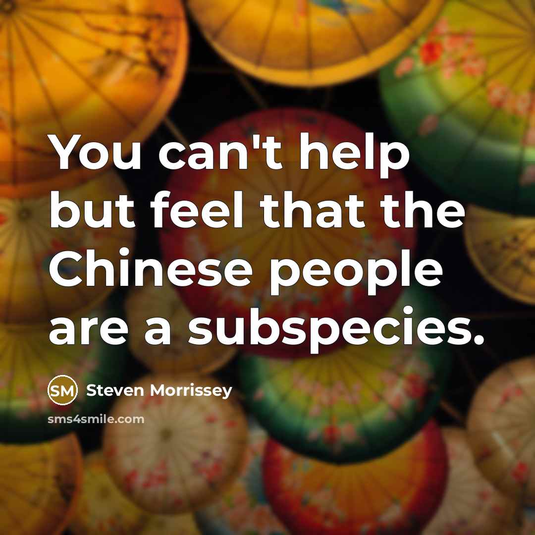 “You can't help but feel that the Chinese people are…” quote by Steven Morrissey
