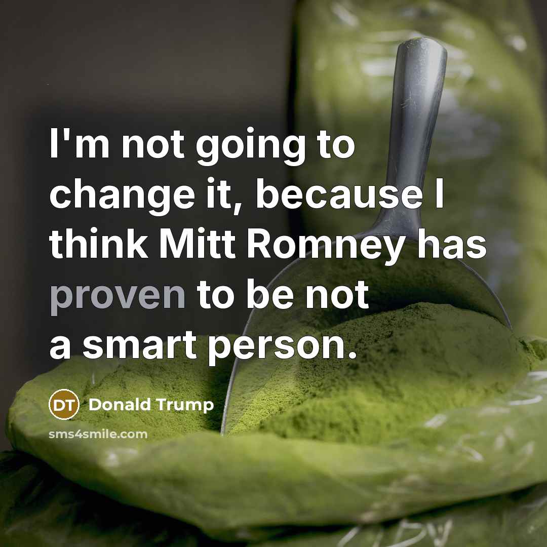 “I'm not going to change it, because I think Mitt…” quote by Donald Trump