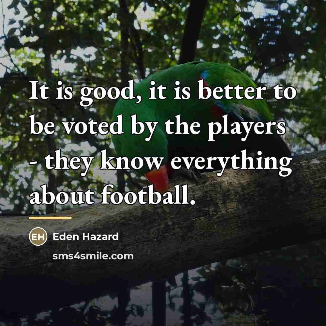 “It is good, it is better to be voted by…” quote by Eden Hazard
