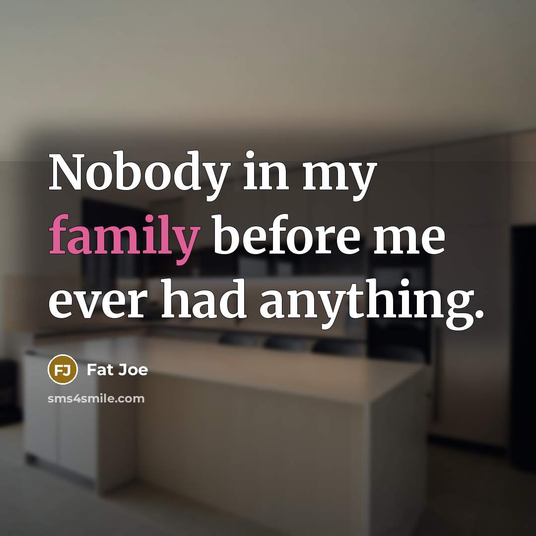 “Nobody in my family before me ever had anything.…” quote by Fat Joe