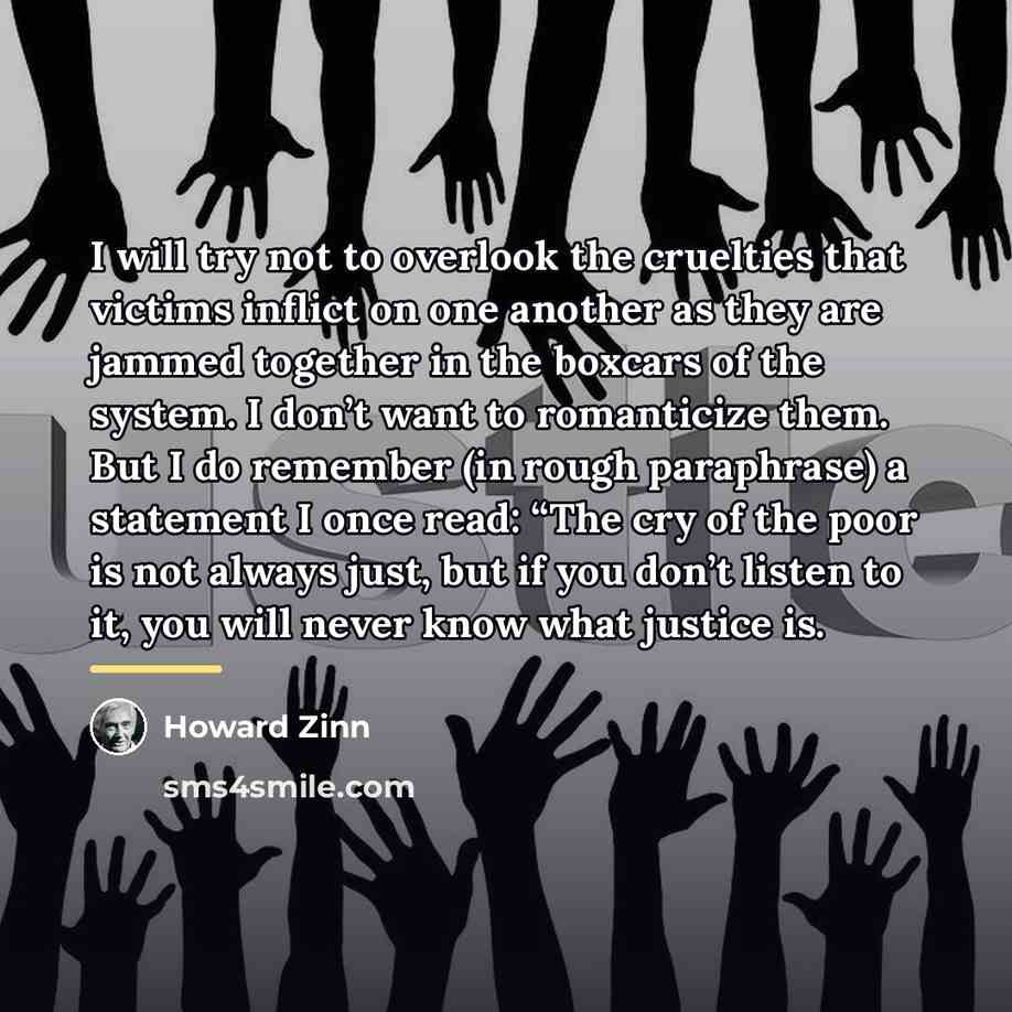 “I will try not to overlook the cruelties that victims…” quote by Howard Zinn
