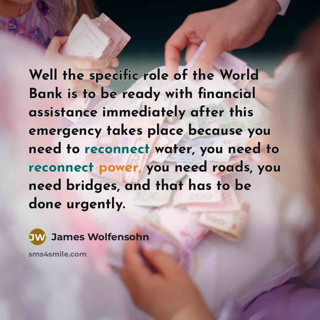 “Well the specific role of the World Bank is to…” quote by James Wolfensohn
