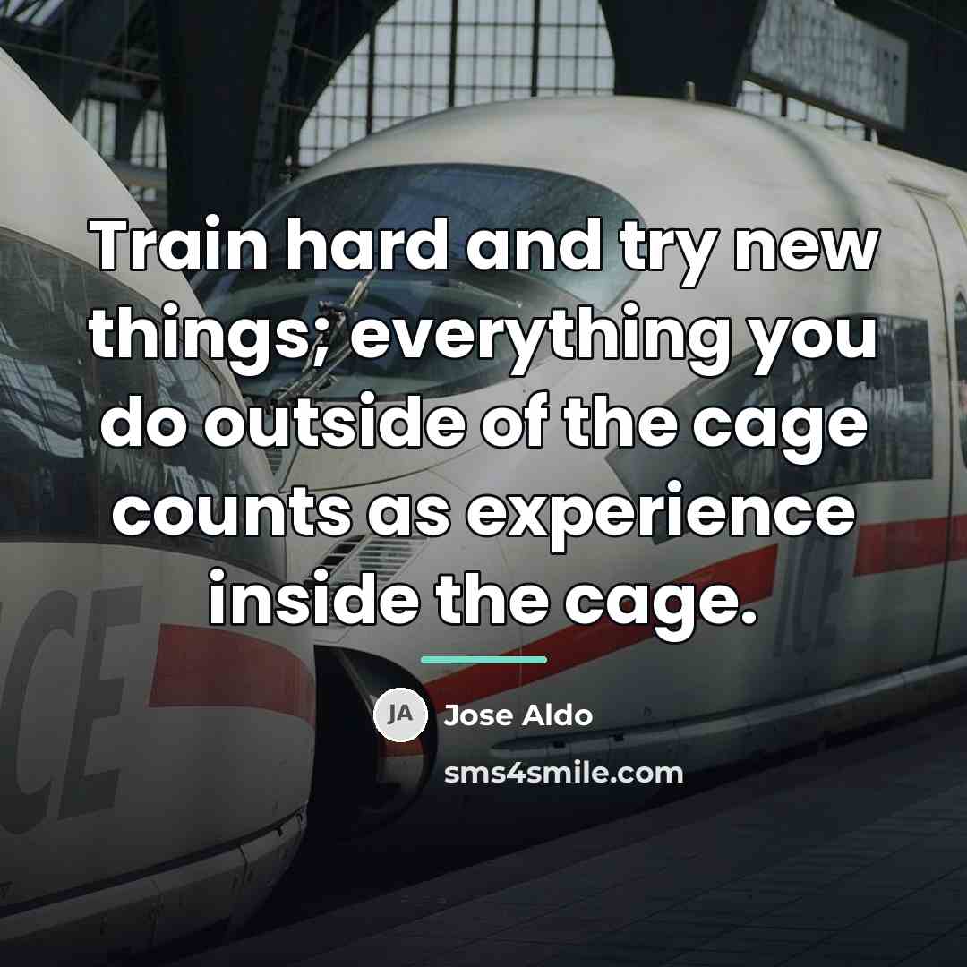 “Train hard and try new things; everything you do outside…” quote by Jose Aldo
