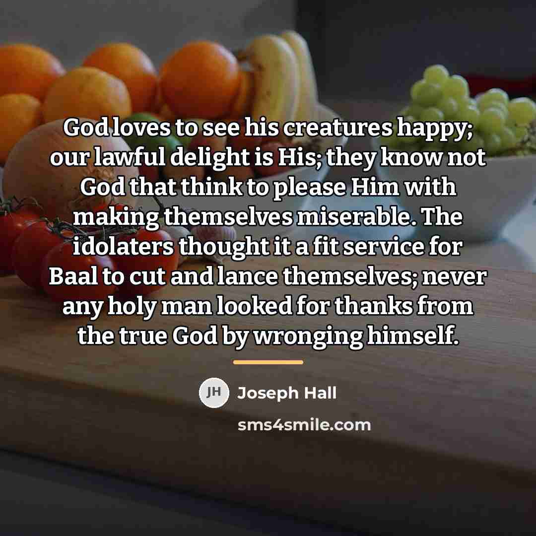 “God loves to see his creatures happy; our lawful delight…” quote by Joseph Hall