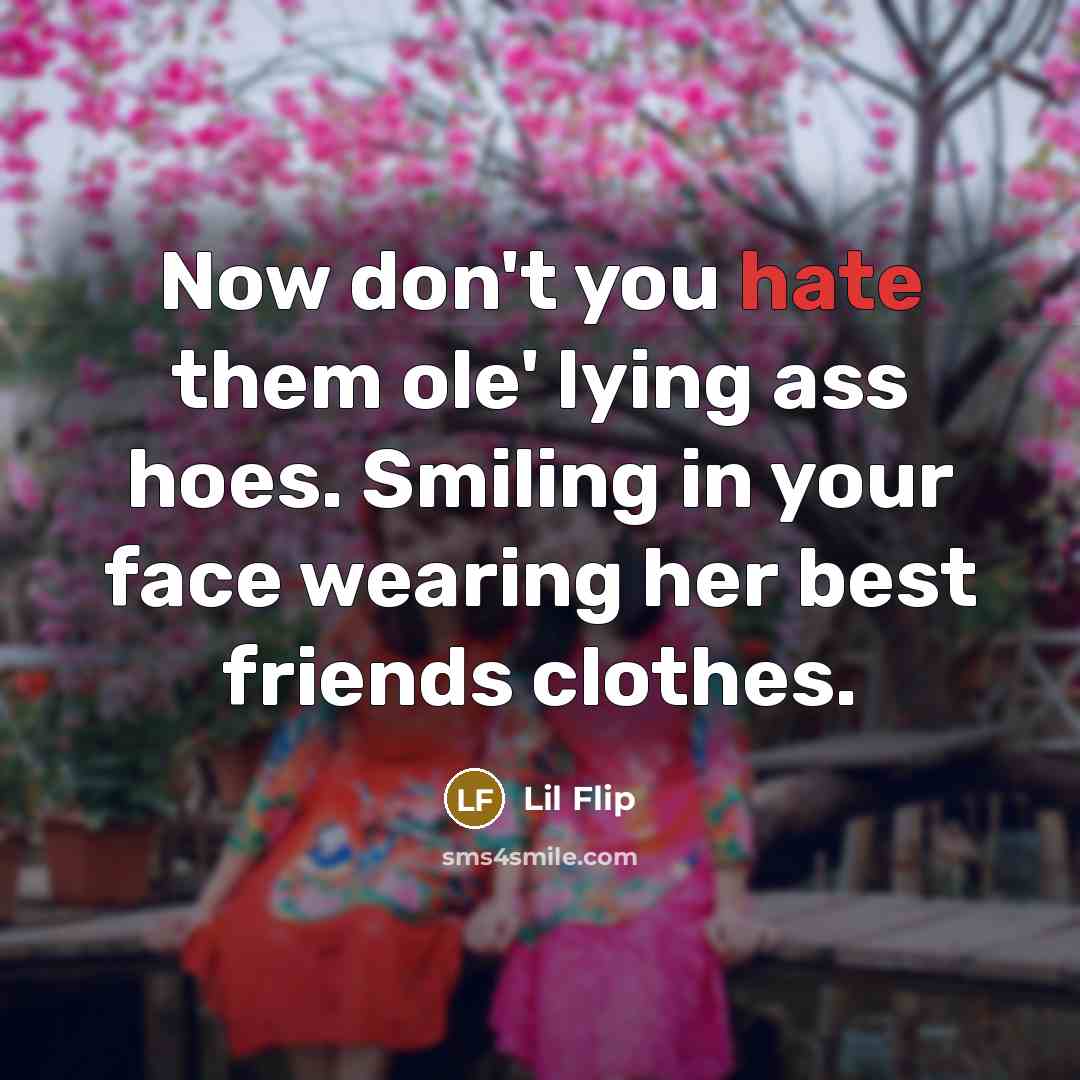 “Now don't you hate them ole' lying ass hoes. Smiling…” quote by Lil Flip