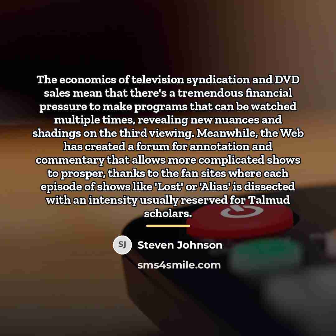 “The economics of television syndication and DVD sales mean that…” quote by Steven Johnson
