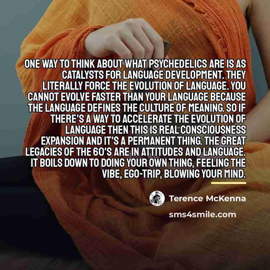“One way to think about what psychedelics are is as…” quote by Terence McKenna