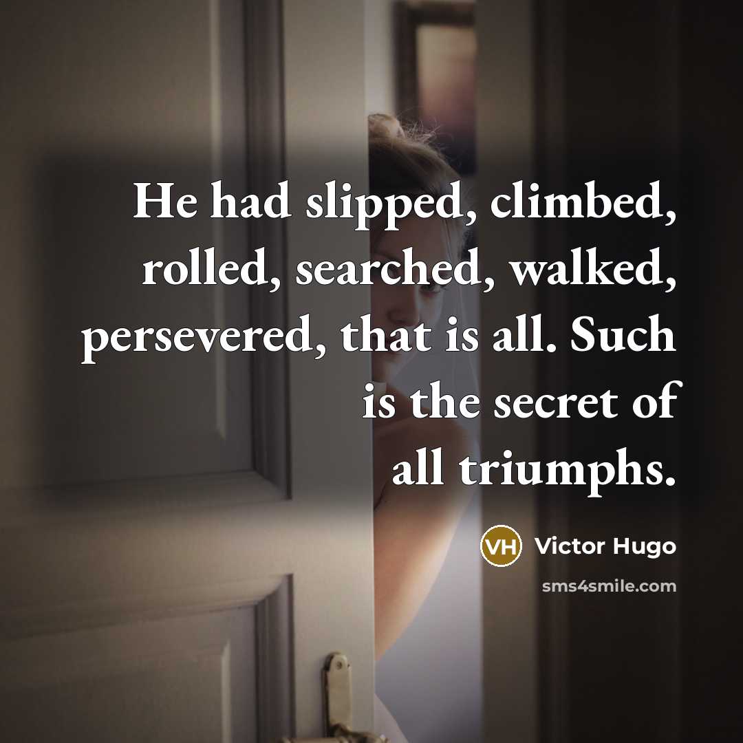 “He had slipped, climbed, rolled, searched, walked, persevered, that is…” quote by Victor Hugo