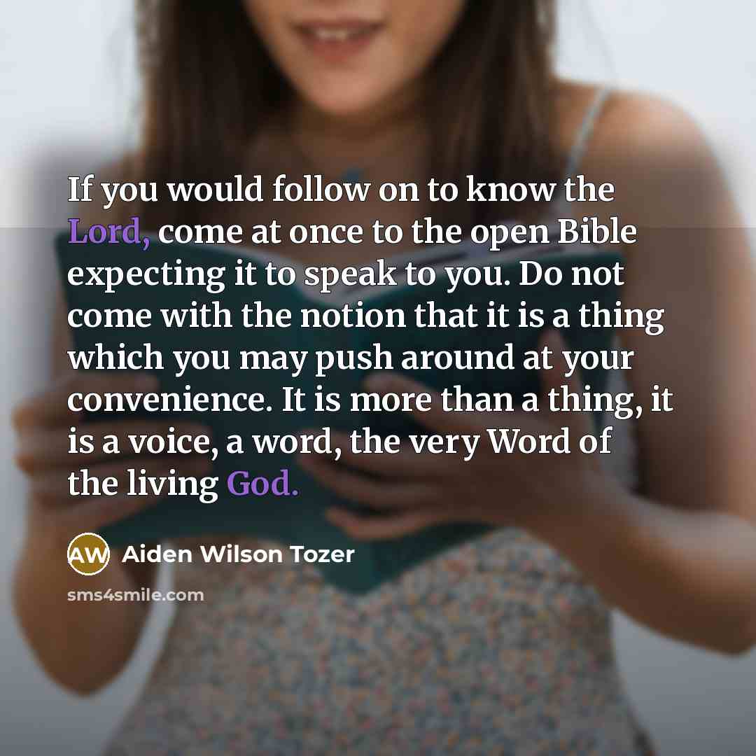“If you would follow on to know the Lord, come…” quote by Aiden Wilson Tozer