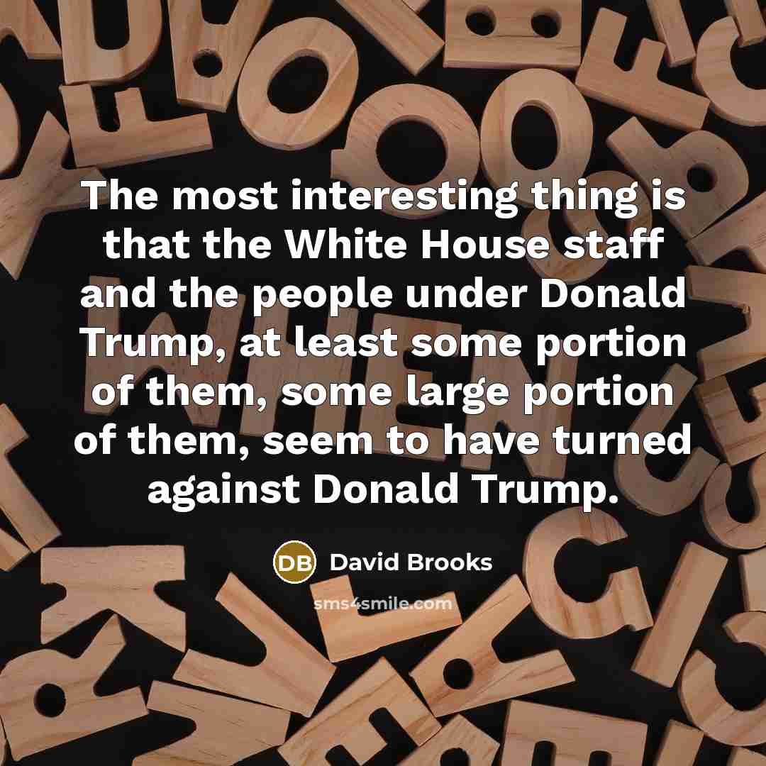 “The most interesting thing is that the White House staff and the people under Donald Trump, at least some portion of them, some large portion of them, seem to have turned against Donald Trump.” quote by David Brooks