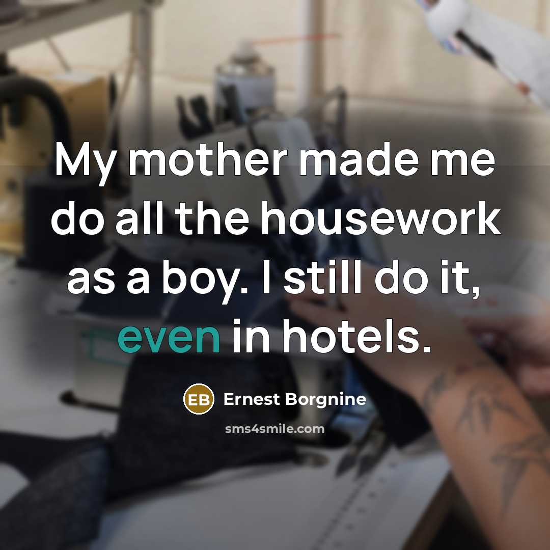 “My mother made me do all the housework as a…” quote by Ernest Borgnine