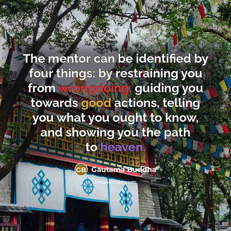 “The mentor can be identified by four things: by restraining…” quote by Gautama Buddha