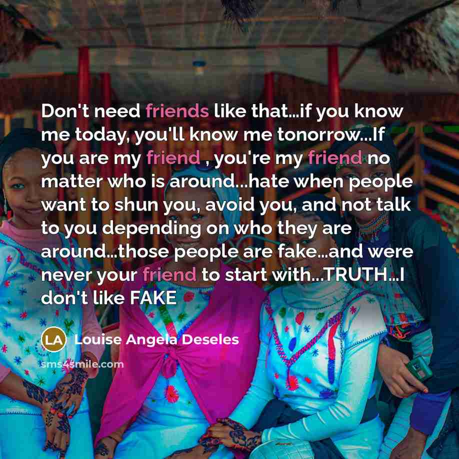 “Don't need friends like that....if you know me today, you'll…” quote by Louise Angela Deseles