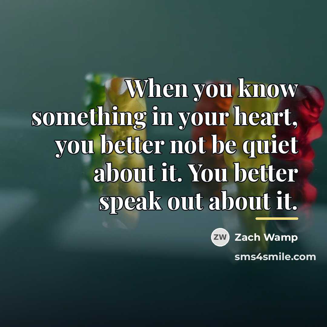“When you know something in your heart, you better not…” quote by Zach Wamp