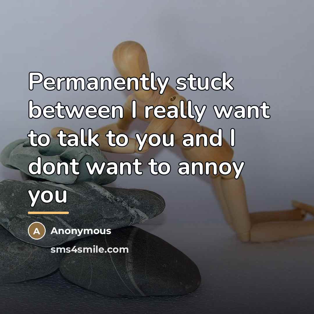 “Permanently stuck between I really want to talk to you…” quote by Anonymous