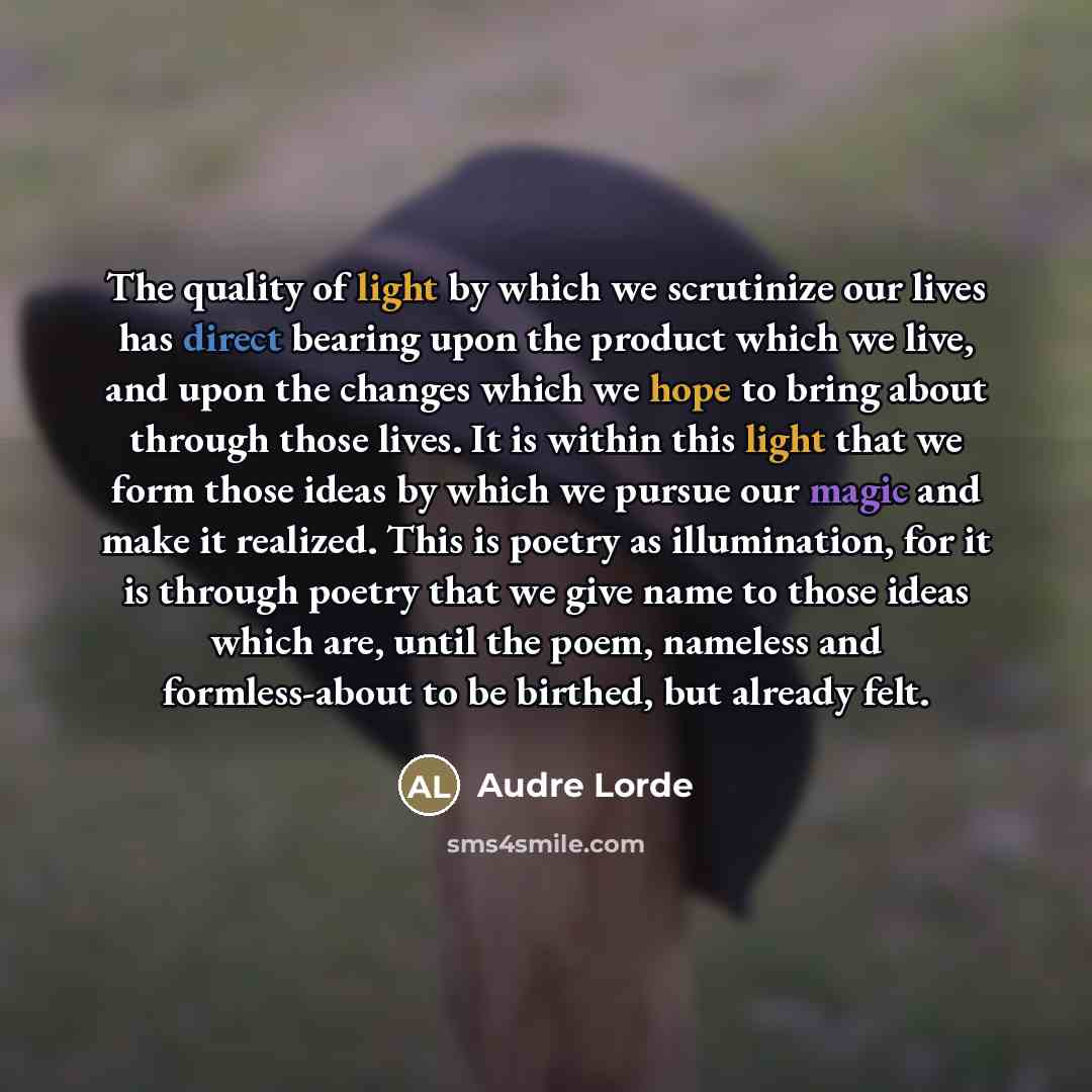 “The quality of light by which we scrutinize our lives…” quote by Audre Lorde