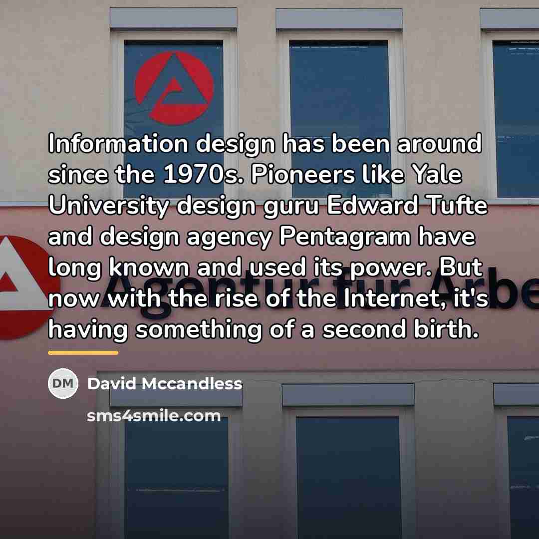 “Information design has been around since the 1970s. Pioneers like…” quote by David McCandless