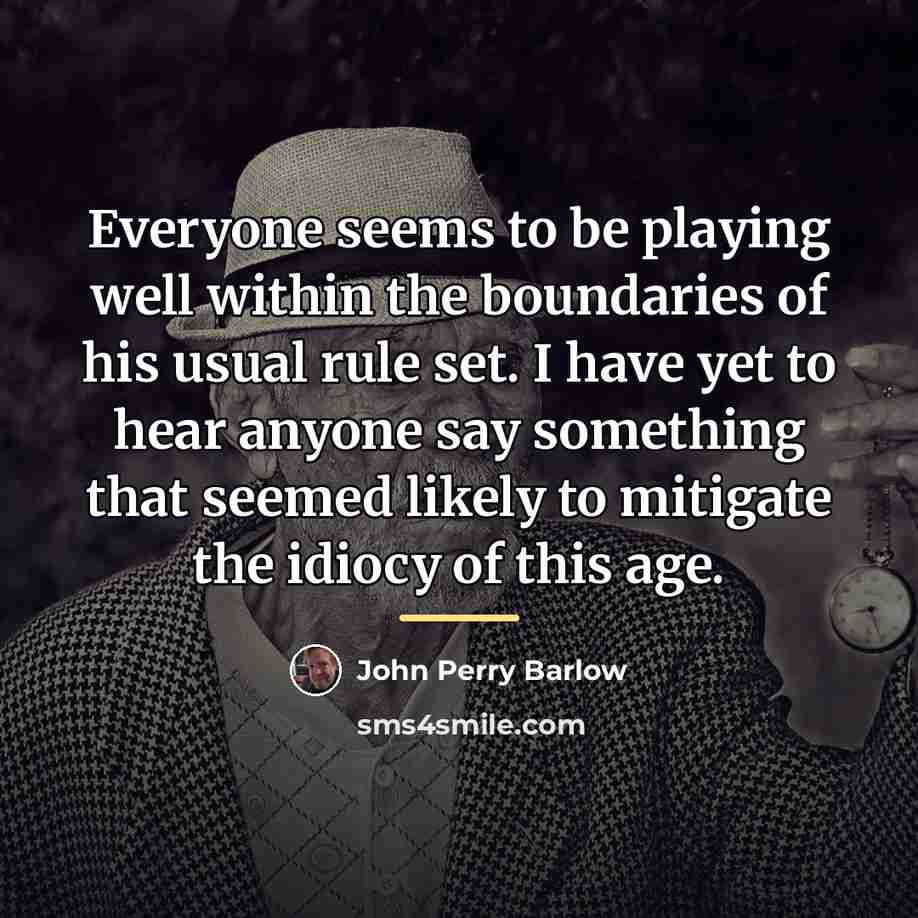 “Everyone seems to be playing well within the boundaries of…” quote by John Perry Barlow