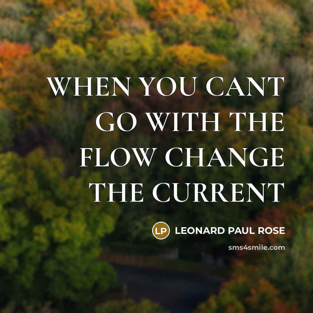 “WHEN YOU CANT GO WITH THE FLOW CHANGE THE CURRENT” quote by LEONARD PAUL ROSE
