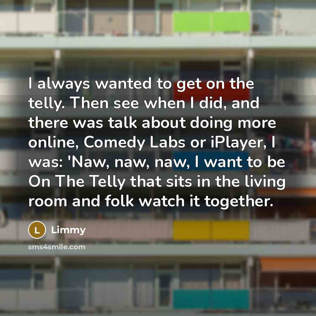 “I always wanted to get on the telly. Then see…” quote by Limmy