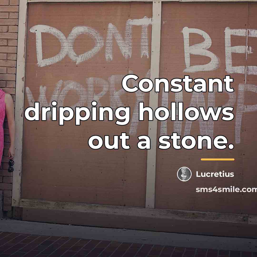 “Constant dripping hollows out a stone.…” quote by Lucretius