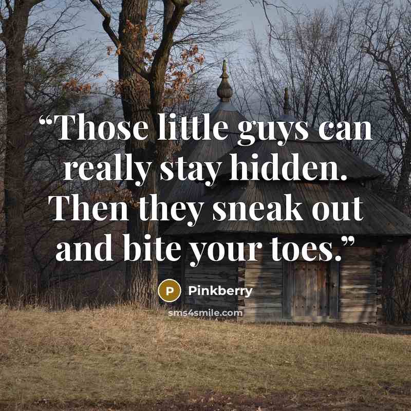 “Those little guys can really stay hidden. Then they sneak out and bite your toes.” quote by Pinkberry