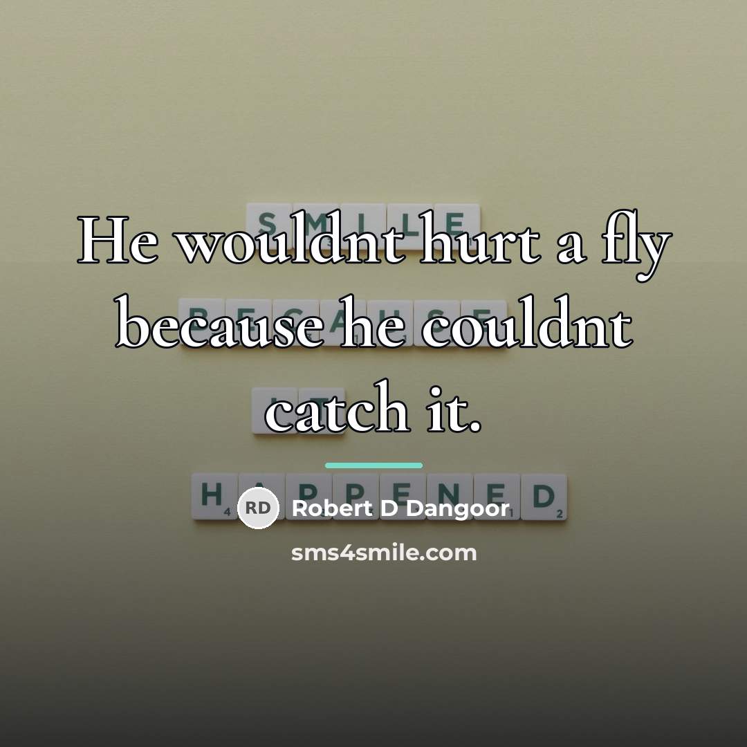 “He wouldnt hurt a fly because he couldnt catch it.…” quote by Robert D Dangoor