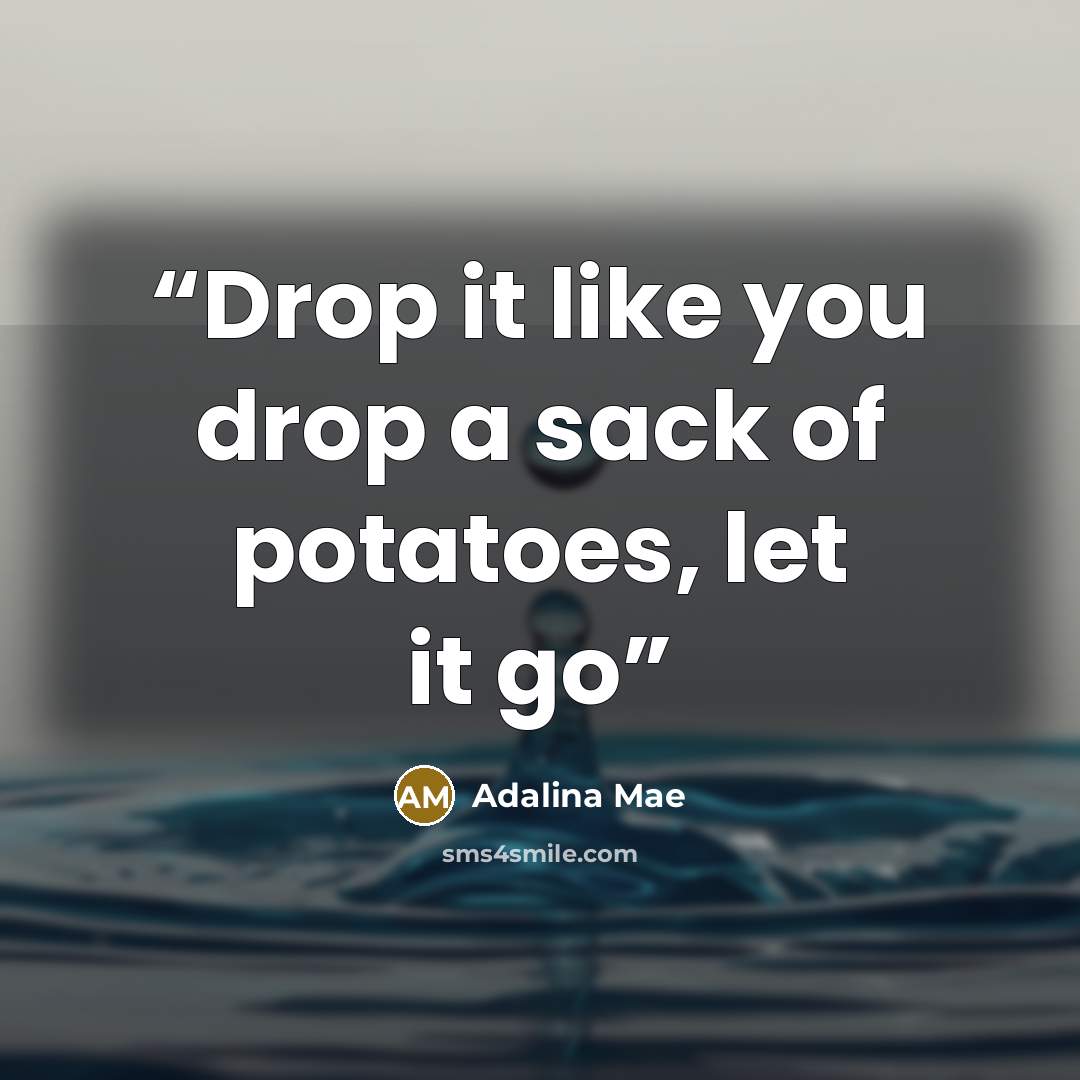 “Drop it like you drop a sack of potatoes, let it go” quote by Adalina Mae