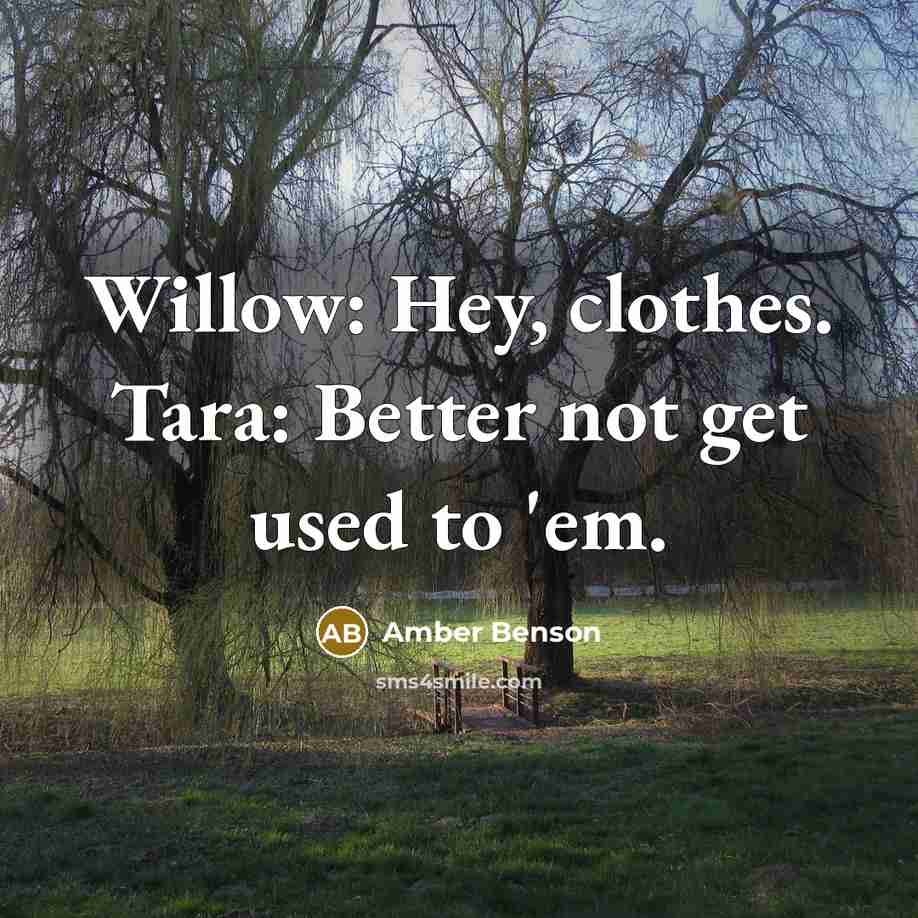 “Willow: Hey, clothes. Tara: Better not get used to 'em.…” quote by Amber Benson