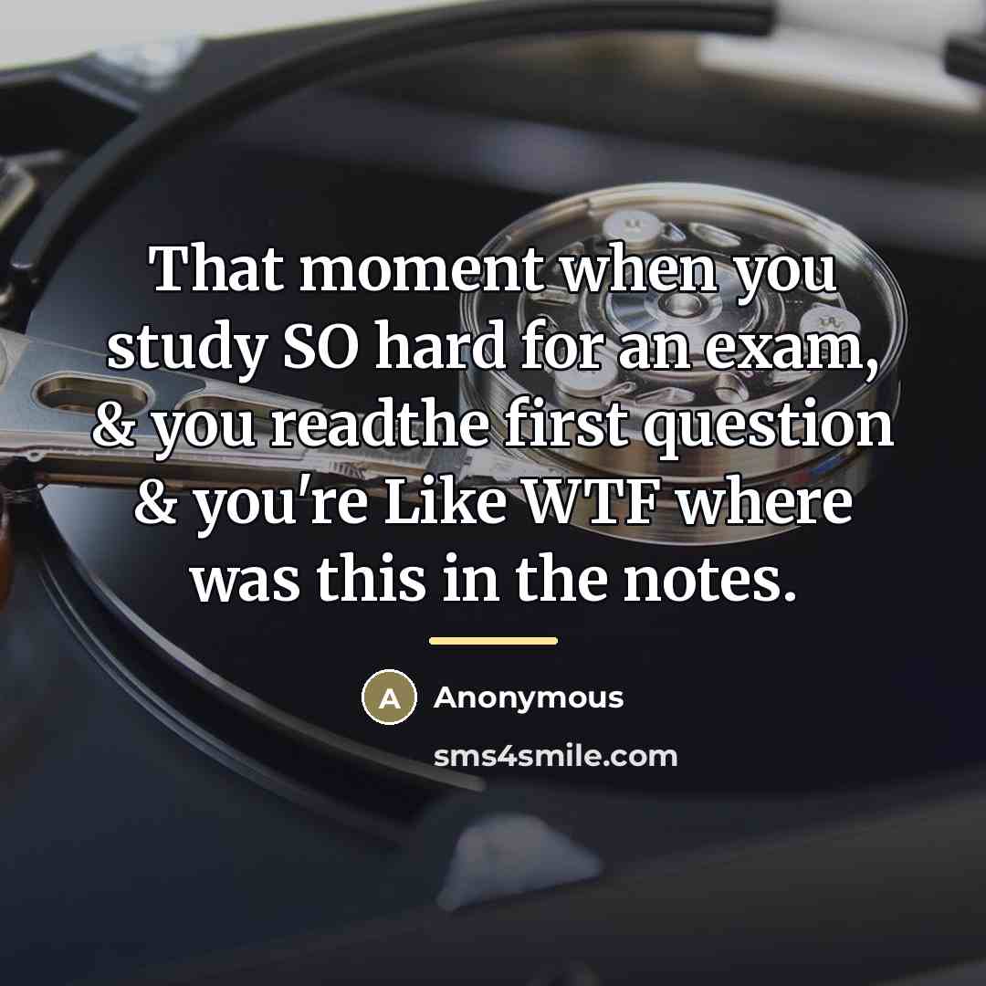 “That moment when you study SO hard for an exam,…” quote by Anonymous