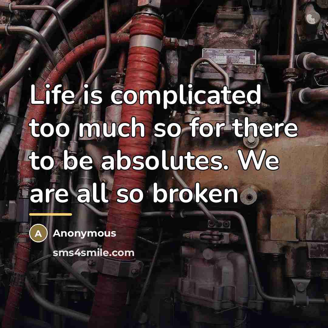 “Life is complicated too much so for there to be…” quote by Anonymous