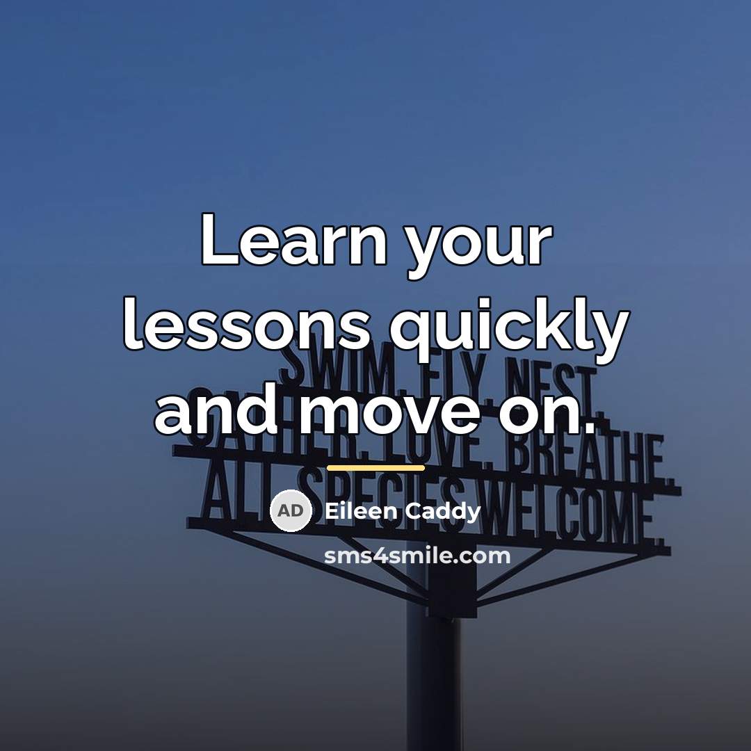 “Learn your lessons quickly and move on.…” quote by Eileen Caddy