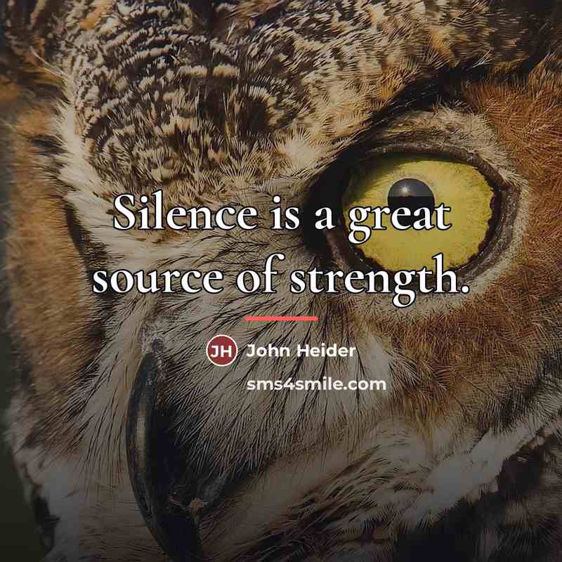 “Silence is a great source of strength.…” quote by John Heider