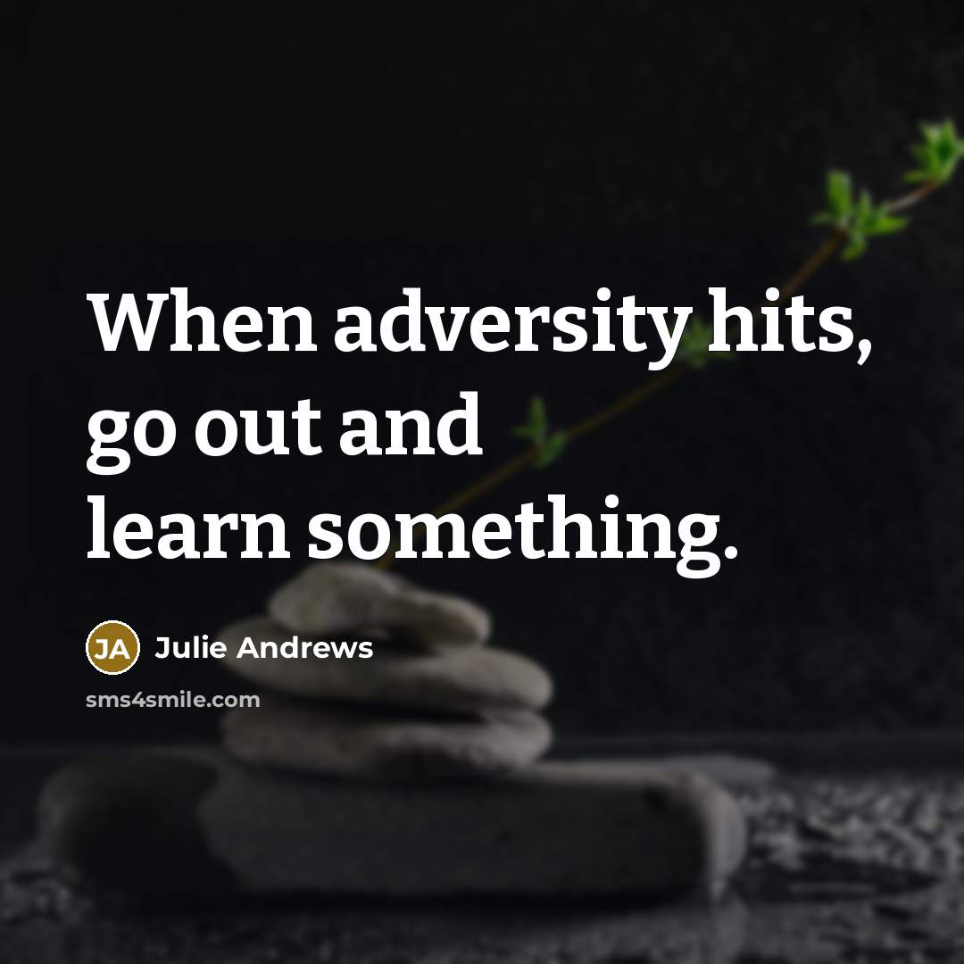 “When adversity hits, go out and learn something.…” quote by Julie Andrews