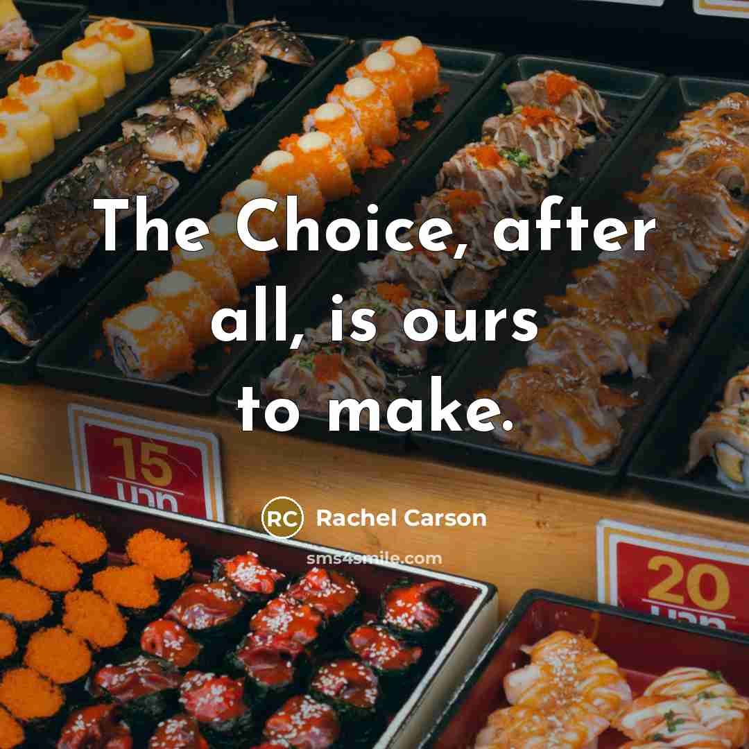 “The Choice, after all, is ours to make.…” quote by Rachel Carson