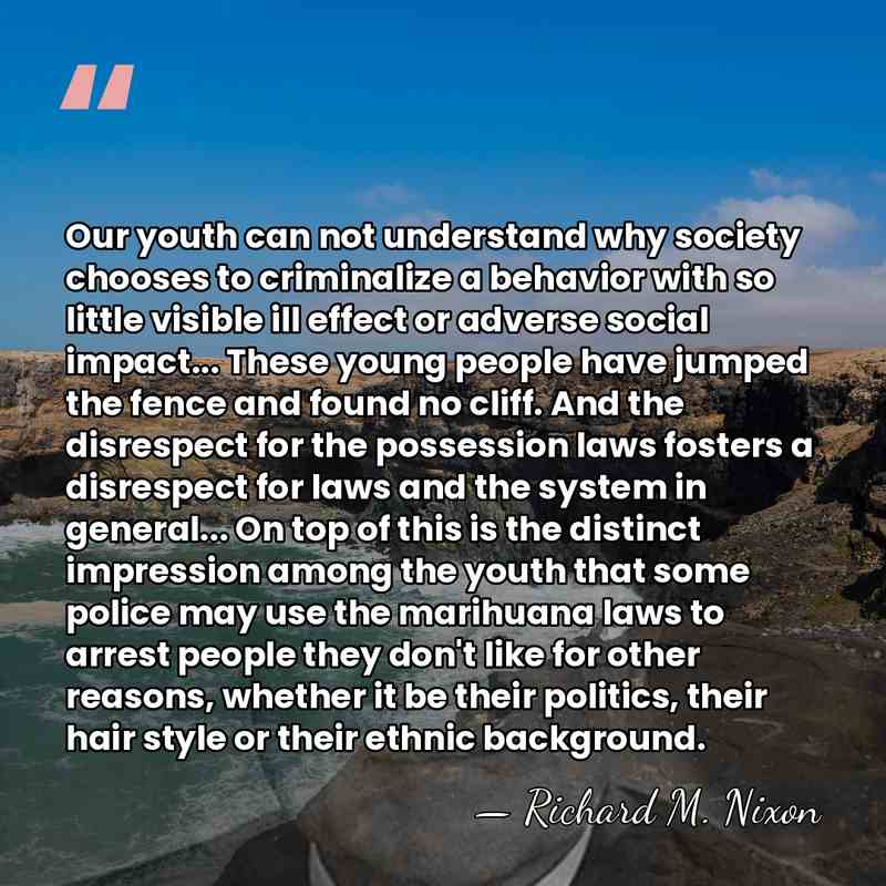 Our youth can not understand why society chooses to criminalize a behavior&hellip; - Richard M. Nixon