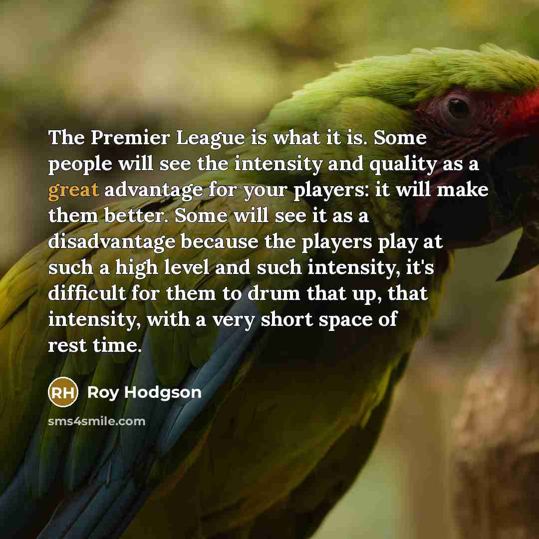 “The Premier League is what it is. Some people will…” quote by Roy Hodgson