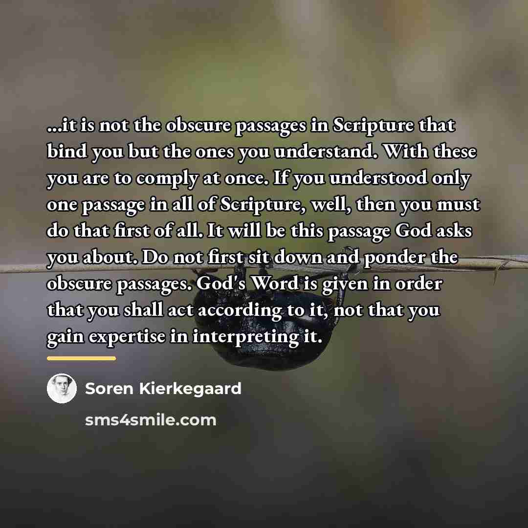 “...it is not the obscure passages in Scripture that bind…” quote by Soren Kierkegaard