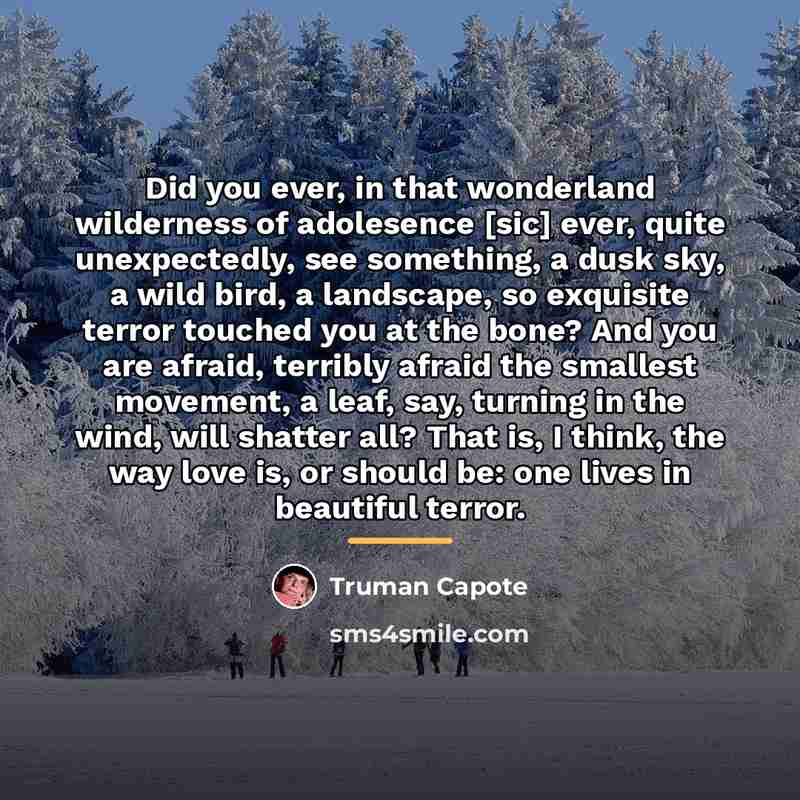 “Did you ever, in that wonderland wilderness of adolesence [sic]…” quote by Truman Capote